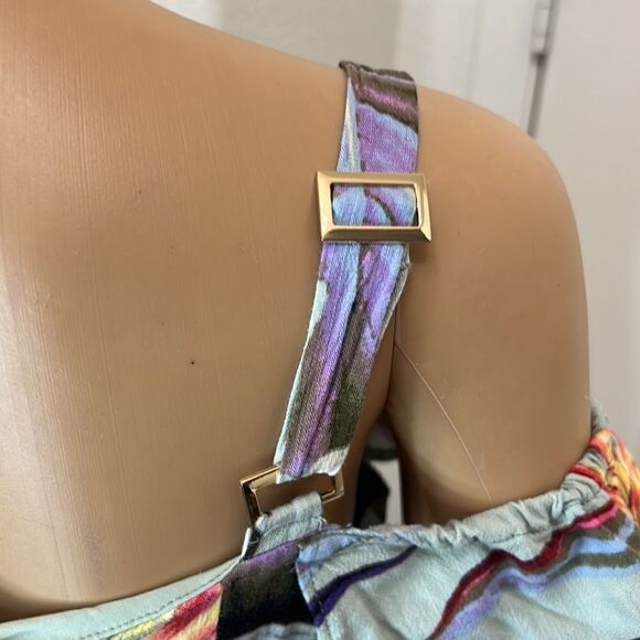 Guess Dress Sz Small Tropical Floral Sweetheart Neck Adjustable Straps Pockets - Picture 9 of 15